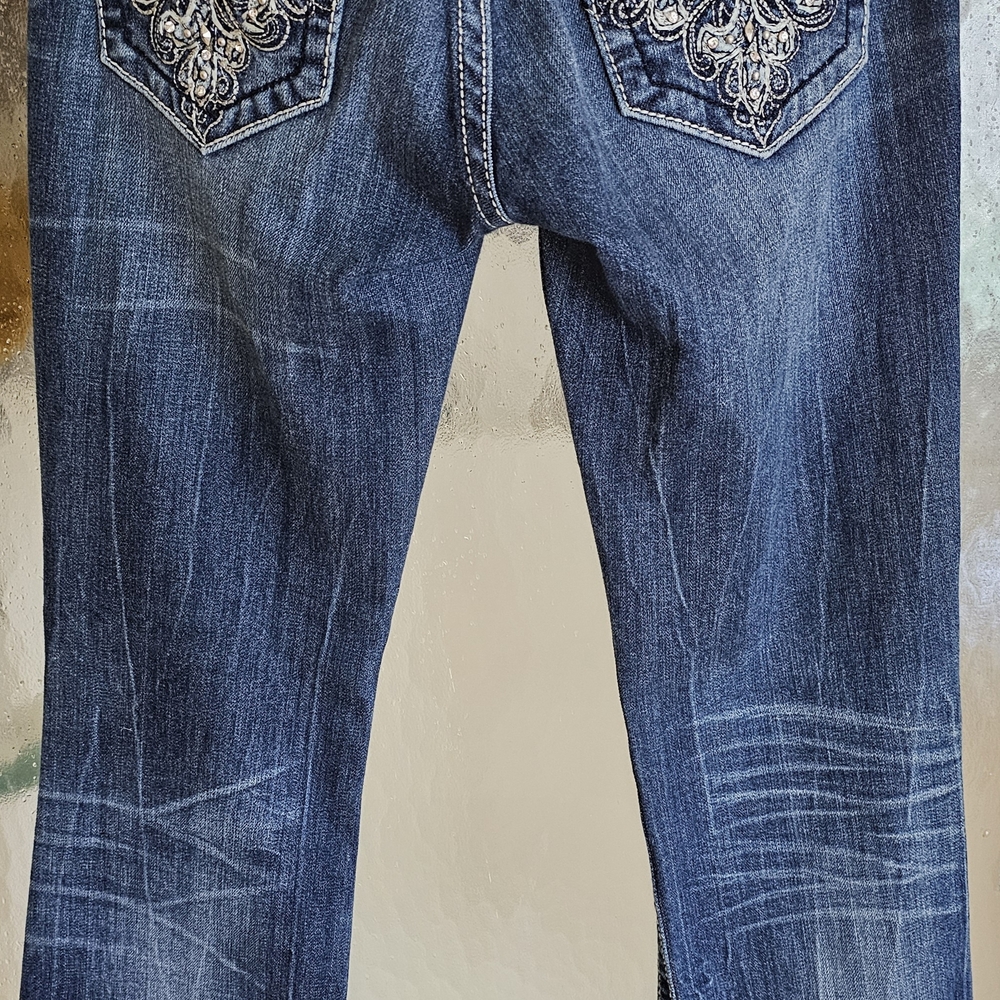 Embroidered Blue Denim Jeans